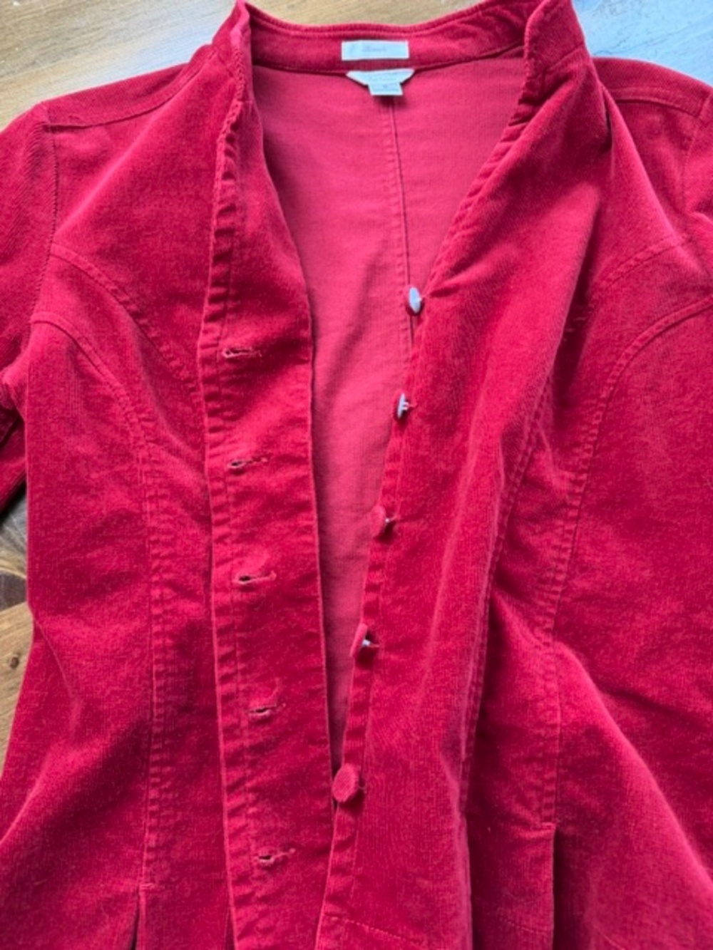 Christopher Banks Red Corduroy Jacket Blazer with Pleats Women's Med 2000's - Picture 7 of 14